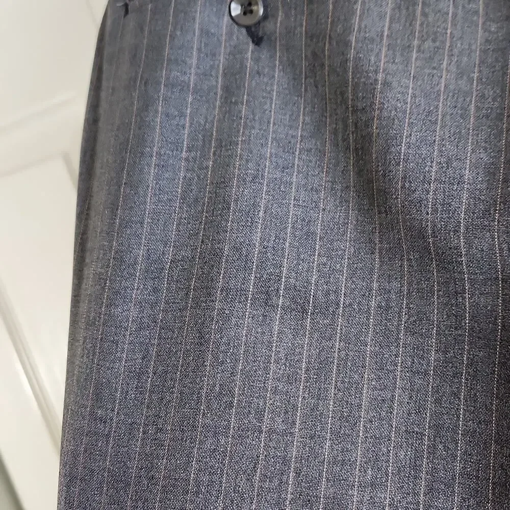 Vintage Palm Beach Gray Pinstriped Single Breasted Suit‎ 42 33x43 Business 80s
